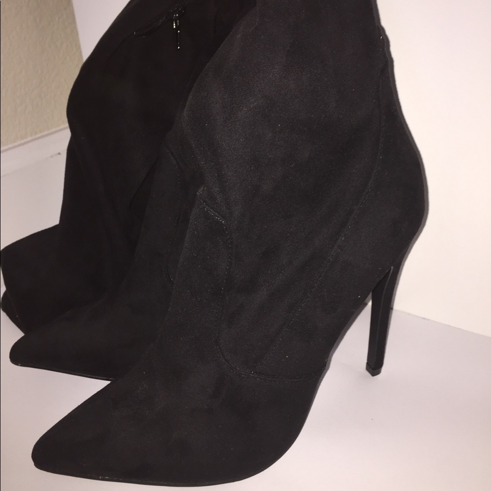 Suede black over the knee boots